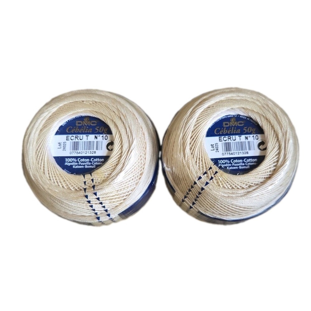 Cebelia DMC Size  10  3-cord Crochet Thread  284 Yard Made In France Lot of  2